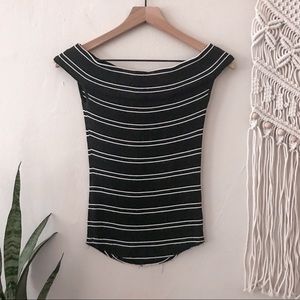 Free People Yacht Club Striped Off-Shoulder Top
